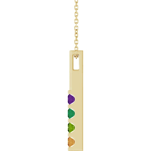 Vertical Bar Family Channel Set Square Birthstone Pendant or Necklace- Sparkle & Jade-SparkleAndJade.com 