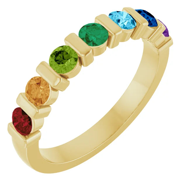 Channel Set Round Mother's Family Birthstone Ring- Sparkle & Jade-SparkleAndJade.com 