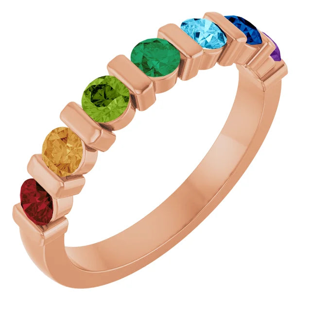 Channel Set Round Mother's Family Birthstone Ring- Sparkle & Jade-SparkleAndJade.com 