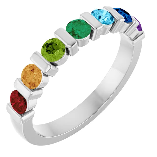 Channel Set Round Mother's Family Birthstone Ring- Sparkle & Jade-SparkleAndJade.com 