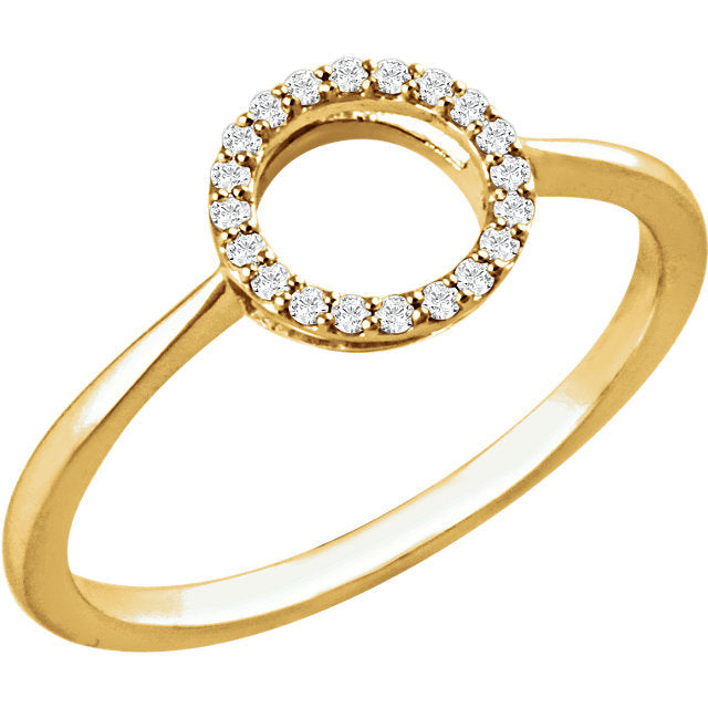 14K Gold 1/10 CTW Diamond Open Circle Ring - White, Yellow or Rose Gold- Sparkle & Jade-SparkleAndJade.com 651807:60000:P