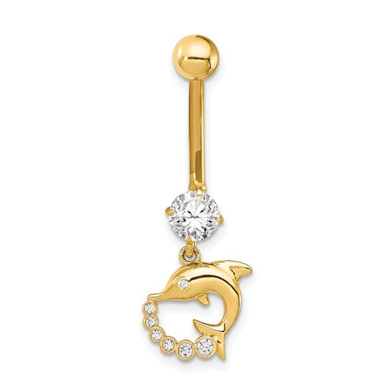 316L Surgical Steel Fairy with CZ Wing Dangle Belly Ring | Pierced Universe