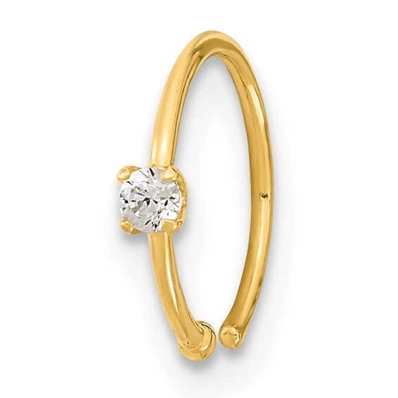 14K Gold 20 Gauge CZ Hoop Nose Ring Body Jewelry- Sparkle & Jade-SparkleAndJade.com BD202