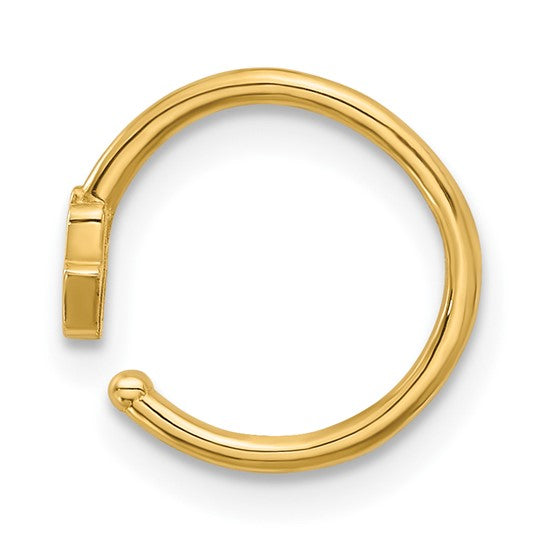 14K Gold 20 Gauge Polished CZ Hamsa Nose Ring- Sparkle & Jade-SparkleAndJade.com BD261