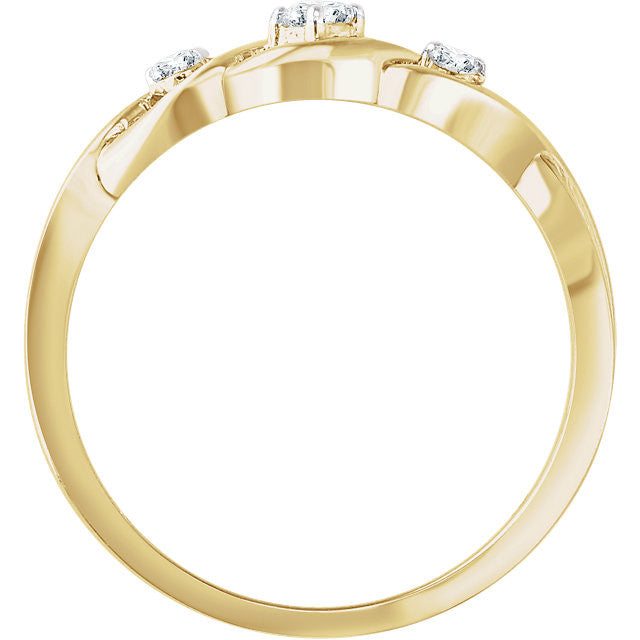 14K Gold 3-Stone .08 CTW Diamond Freeform Ring - White or Yellow Gold- Sparkle & Jade-SparkleAndJade.com 