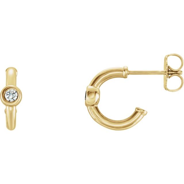 14K Gold 3mm Gemstone Huggie 11mm Hoop Earrings- Sparkle & Jade-SparkleAndJade.com 86492:60020:P