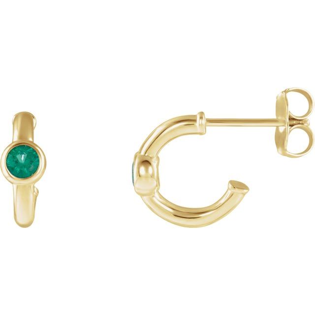 14K Gold 3mm Gemstone Huggie 11mm Hoop Earrings- Sparkle & Jade-SparkleAndJade.com 86492:60021:P