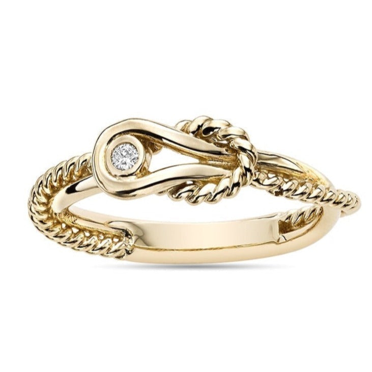 14K Gold & Diamond L'Infinito Knot Ring- Sparkle & Jade-SparkleAndJade.com 