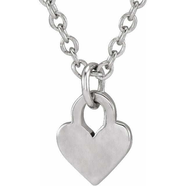 14K Gold Engravable Heart 16-18" Necklace- Sparkle & Jade-SparkleAndJade.com 88092:100:P