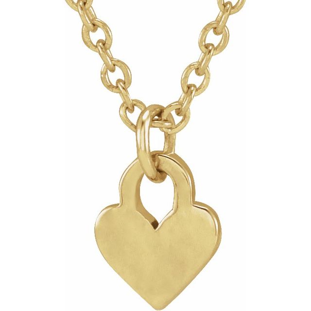 14K Gold Engravable Heart 16-18" Necklace- Sparkle & Jade-SparkleAndJade.com 88092:101:P