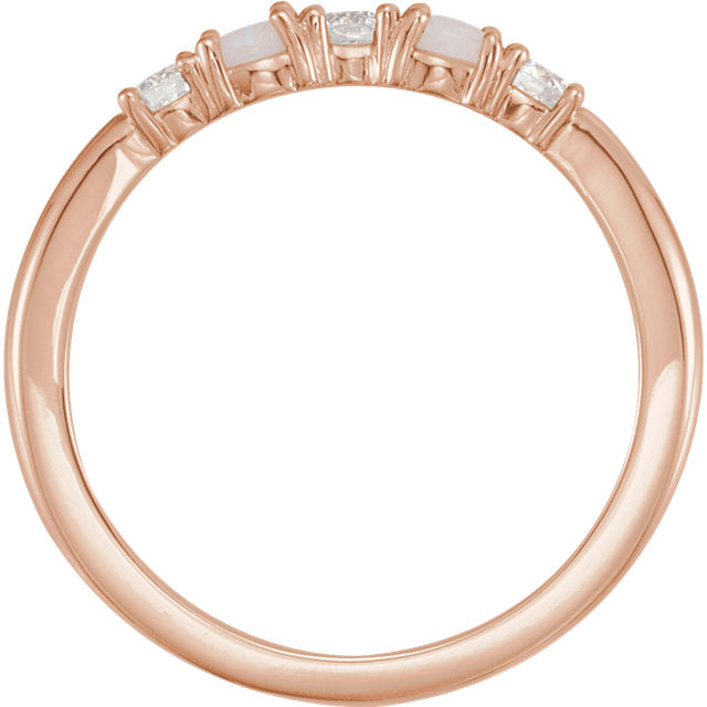 14K Gold Genuine Australian Opal & 1/5 CTW Diamond Stackable Ring- Sparkle & Jade-SparkleAndJade.com 