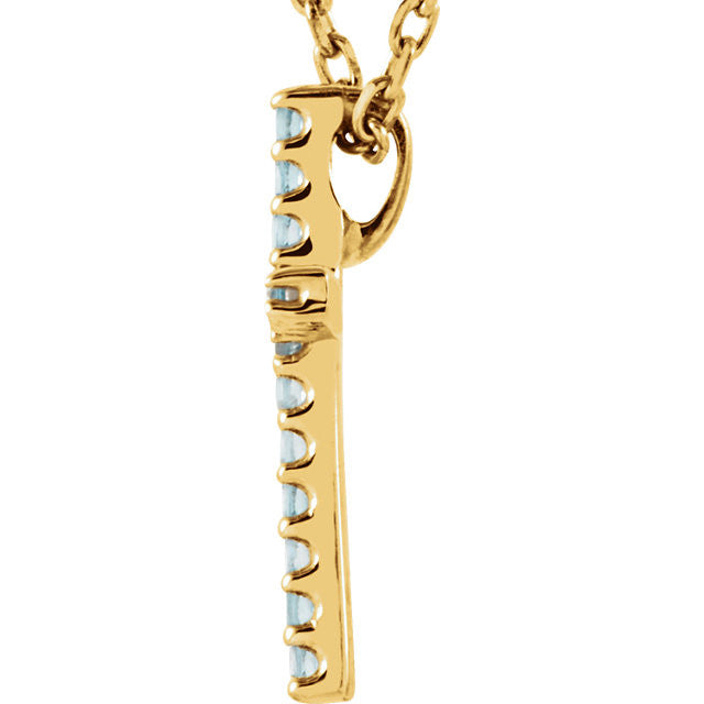 14K Gold Genuine Gemstone Petite Cross 16" Necklaces- Sparkle & Jade-SparkleAndJade.com 