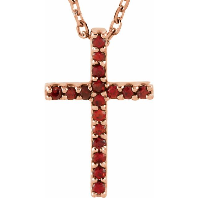 14K Gold Genuine Gemstone Petite Cross 16" Necklaces- Sparkle & Jade-SparkleAndJade.com R42147:110:P