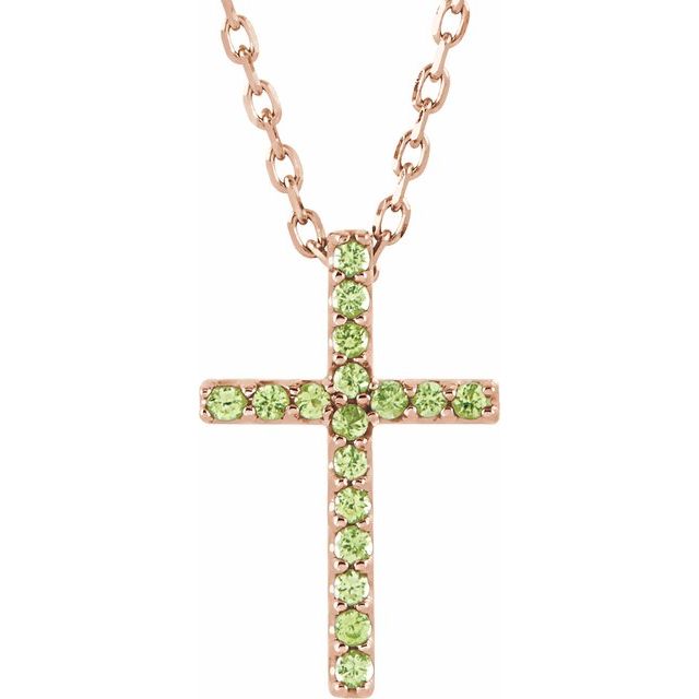 14K Gold Genuine Gemstone Petite Cross 16" Necklaces- Sparkle & Jade-SparkleAndJade.com R42147:60012:P