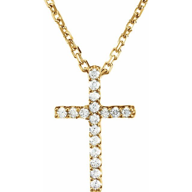 14K Gold Genuine Gemstone Petite Cross 16" Necklaces- Sparkle & Jade-SparkleAndJade.com R42147D:60002:P
