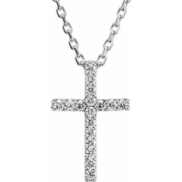 14K Gold Genuine Gemstone Petite Cross 16" Necklaces- Sparkle & Jade-SparkleAndJade.com R42147D:60003:P