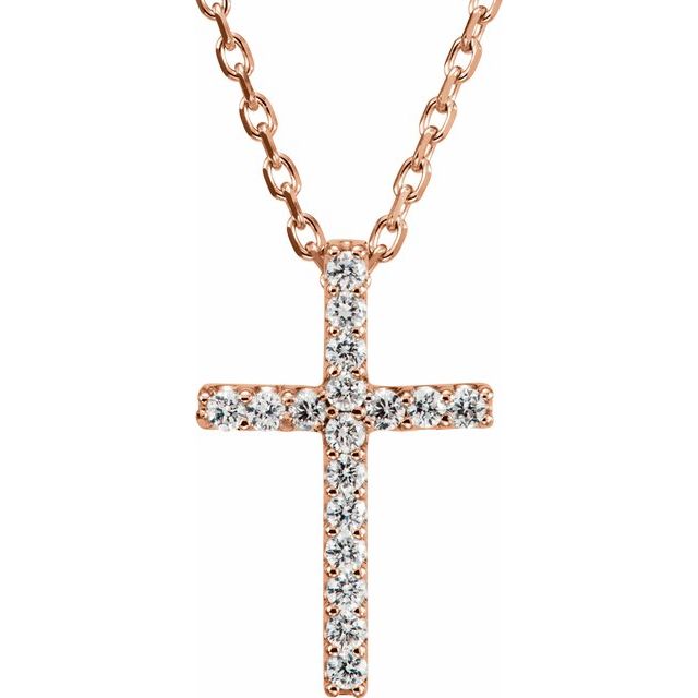 14K Gold Genuine Gemstone Petite Cross 16" Necklaces- Sparkle & Jade-SparkleAndJade.com R42147D:60004:P