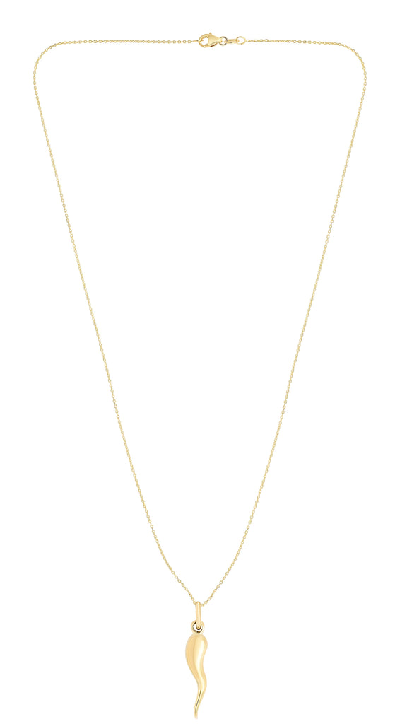 14K Gold Italian Horn 18" Necklace- Sparkle & Jade-SparkleAndJade.com SET2823-18