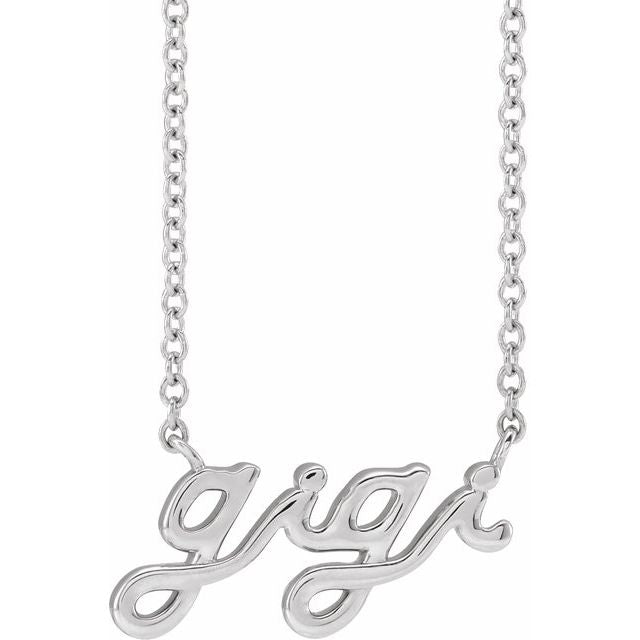 14K Gold Lowercase Script Gigi 18" Necklace- Sparkle & Jade-SparkleAndJade.com 88063:113:P