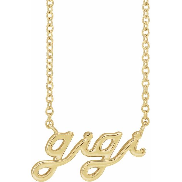 14K Gold Lowercase Script Gigi 18" Necklace- Sparkle & Jade-SparkleAndJade.com 88063:115:P