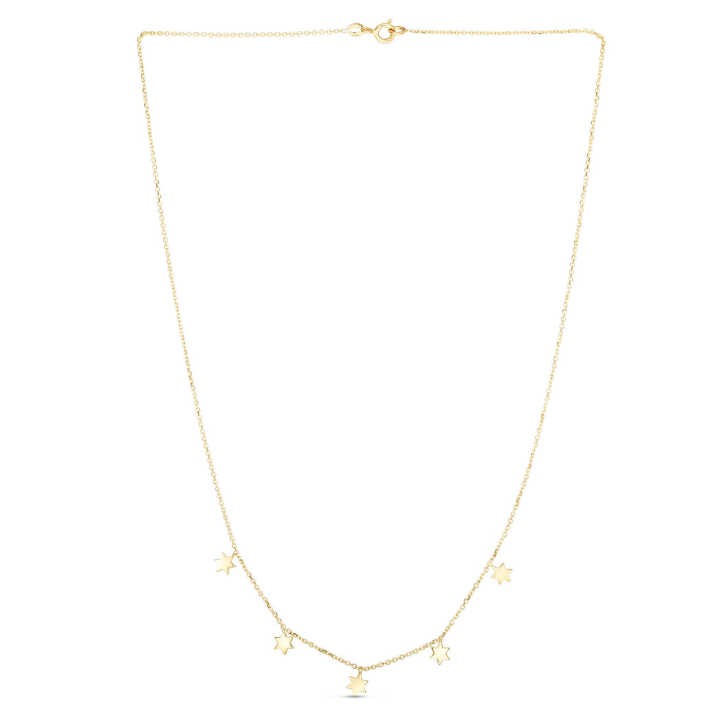 14K Gold Mini Polished Star Dangle Necklace- Sparkle & Jade-SparkleAndJade.com RC2690-17