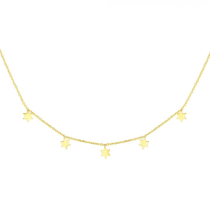 14K Gold Mini Polished Star Dangle Necklace- Sparkle & Jade-SparkleAndJade.com RC2690-17