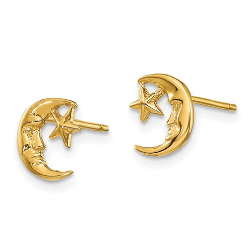 14K Gold Moon and Star Earrings- Sparkle & Jade-SparkleAndJade.com TC620