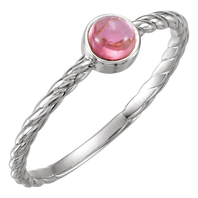 14K Gold Pink Tourmaline Cabachon Rope Design Ring- Sparkle & Jade-SparkleAndJade.com 71810:602:P