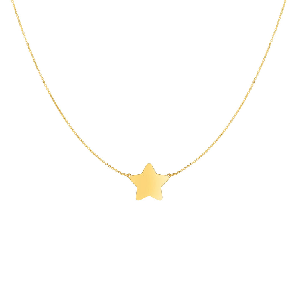 14K Gold Polished Star Necklace- Sparkle & Jade-SparkleAndJade.com RC1227-18