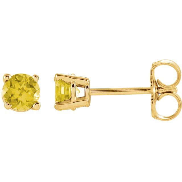 14K Gold Round Gemstone Earrings- Sparkle & Jade-SparkleAndJade.com 1874:70024:P