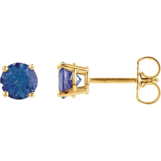 14K Gold Round Gemstone Earrings- Sparkle & Jade-SparkleAndJade.com 1874:70115:P