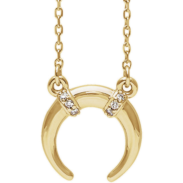 14K Gold .03 CTW Diamond Crescent Necklace - Yellow, Rose or White Gold- Sparkle & Jade-SparkleAndJade.com 86624:601:P