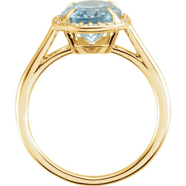 14K White Gold 10x8mm Oval Aquamarine & .06 CTW Diamond Halo Ring- Sparkle & Jade-SparkleAndJade.com 