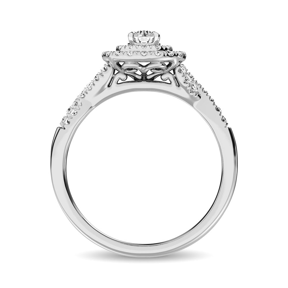 14K White Gold 1/2 Ctw Diamond Split Shank Engagement Ring- Sparkle & Jade-SparkleAndJade.com 60354W-E