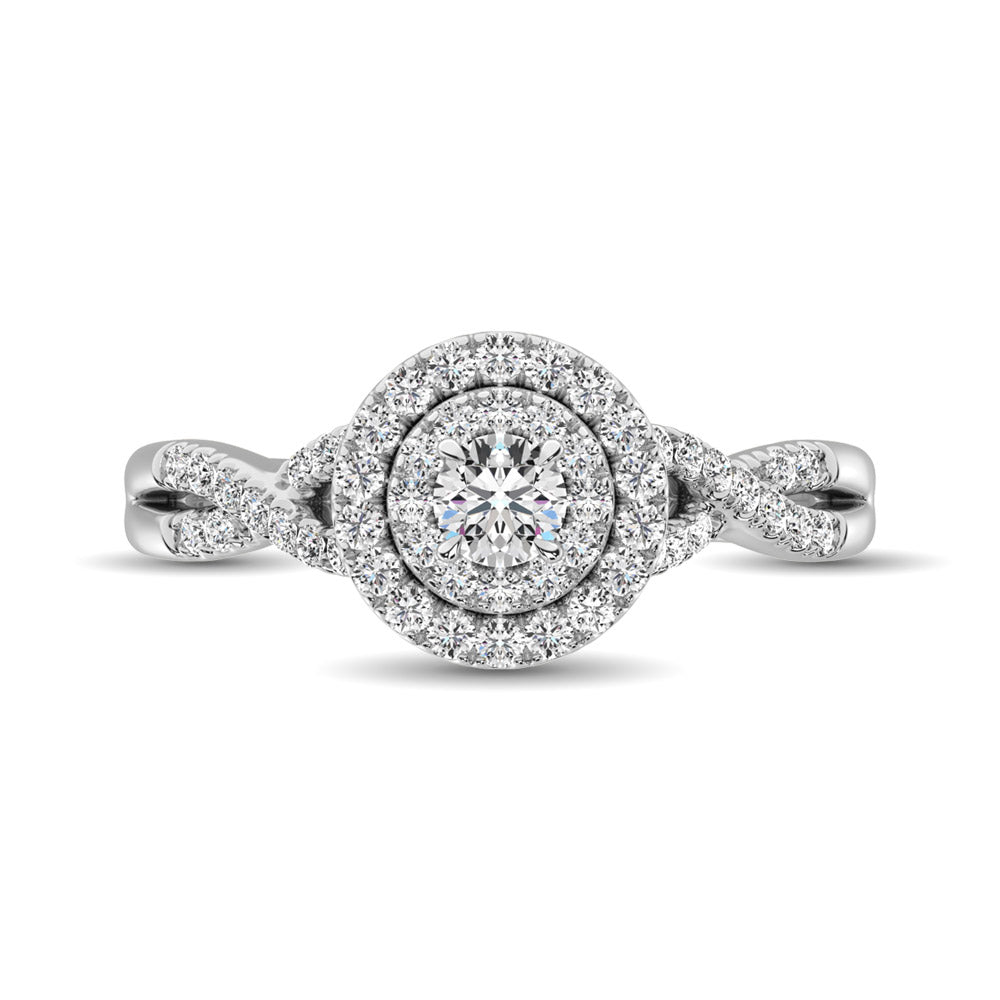14K White Gold 1/2 Ctw Diamond Split Shank Engagement Ring- Sparkle & Jade-SparkleAndJade.com 60354W-E