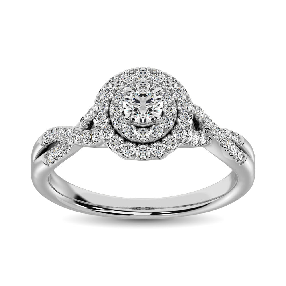 14K White Gold 1/2 CTW Diamond Split Shank Engagement Ring- Sparkle & Jade-SparkleAndJade.com 60354W-E