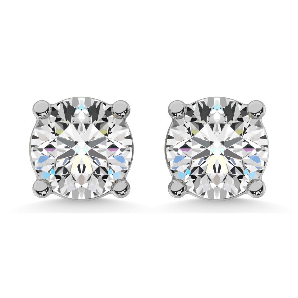 14K White Gold 1/5 CTW Premium Diamond Stud Earrings- Sparkle & Jade-SparkleAndJade.com STUD-020W-CL