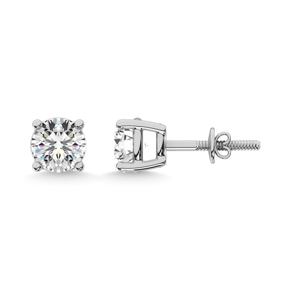 14K White Gold 1/5 CTW Premium Diamond Stud Earrings- Sparkle & Jade-SparkleAndJade.com STUD-020W-CL