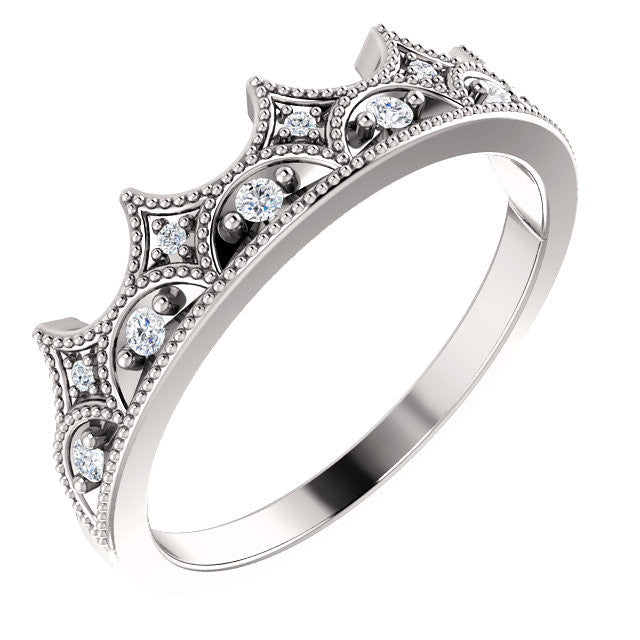 14K White Gold 1/8 CTW Diamond Crown Ring- Sparkle & Jade-SparkleAndJade.com 123433:600:P