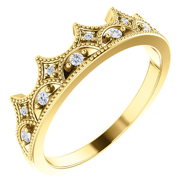 14K White Gold 1/8 CTW Diamond Crown Ring- Sparkle & Jade-SparkleAndJade.com 123433:601:P