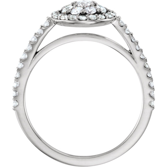 14K White Gold 3/4 CTW Diamond Cluster Halo-Style Engagement Ring- Sparkle & Jade-SparkleAndJade.com 122023:119:P