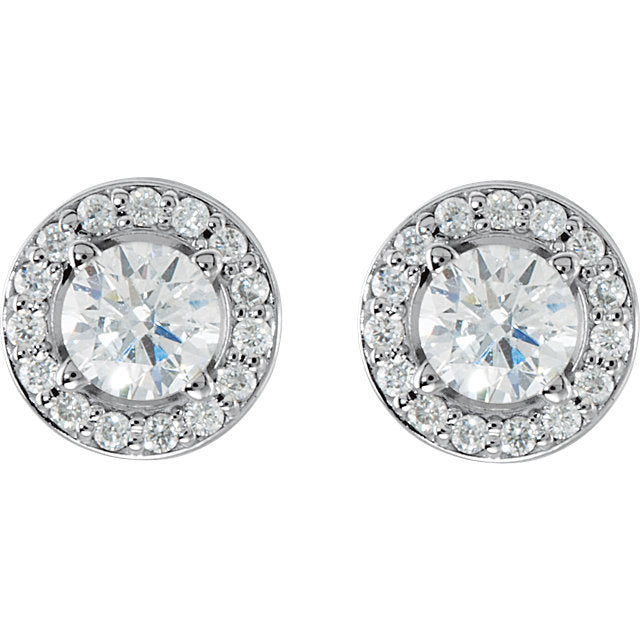 14K White Gold Moissanite & 1/6 CTW Natural Diamond Earrings- Sparkle & Jade-SparkleAndJade.com 28308:60026:P