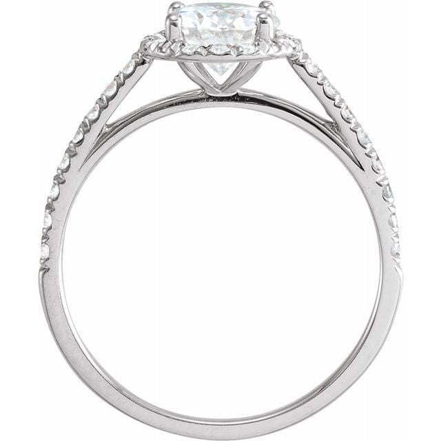14K White Gold 6.5 mm Round Forever One™ Moissanite & 1/5 CTW Diamond Engagement Ring- Sparkle & Jade-SparkleAndJade.com 653434:601:P