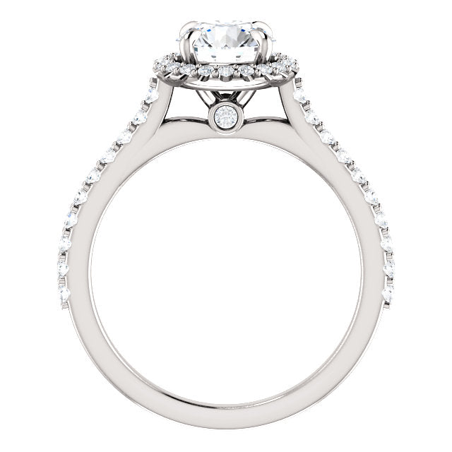 14K White Gold 6.5mm Round Forever One™ Moissanite & 1/3 CTW Diamond Engagement Ring- Sparkle & Jade-SparkleAndJade.com 653385:625:P