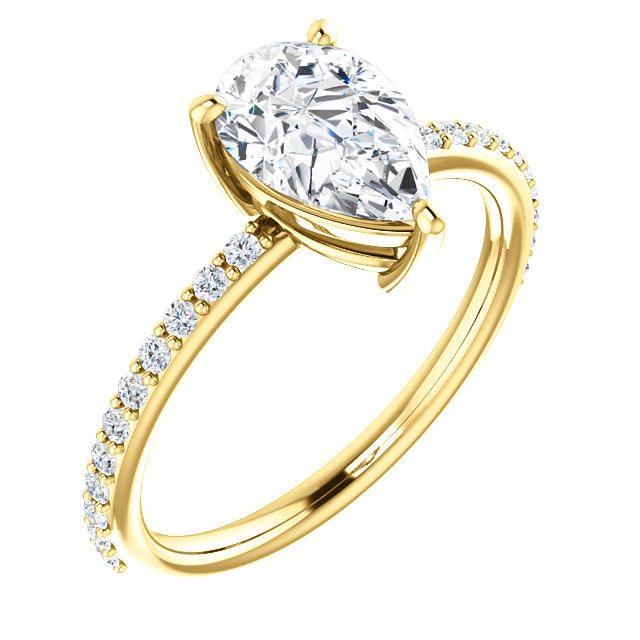 14K White Gold 9x6mm Pear Forever One™ Moissanite & 1/5 CTW Diamond Engagement Ring- Sparkle & Jade-SparkleAndJade.com 653391:706:P