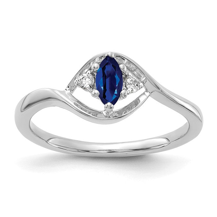 14K White Gold Diamond And Marquise Blue Sapphire Ring- Sparkle & Jade-SparkleAndJade.com RM5752-SA-005-WA