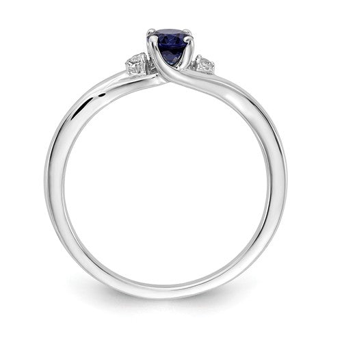 14K White Gold Diamond And Oval Genuine Blue Sapphire Ring- Sparkle & Jade-SparkleAndJade.com RM5748-SA-003-WA