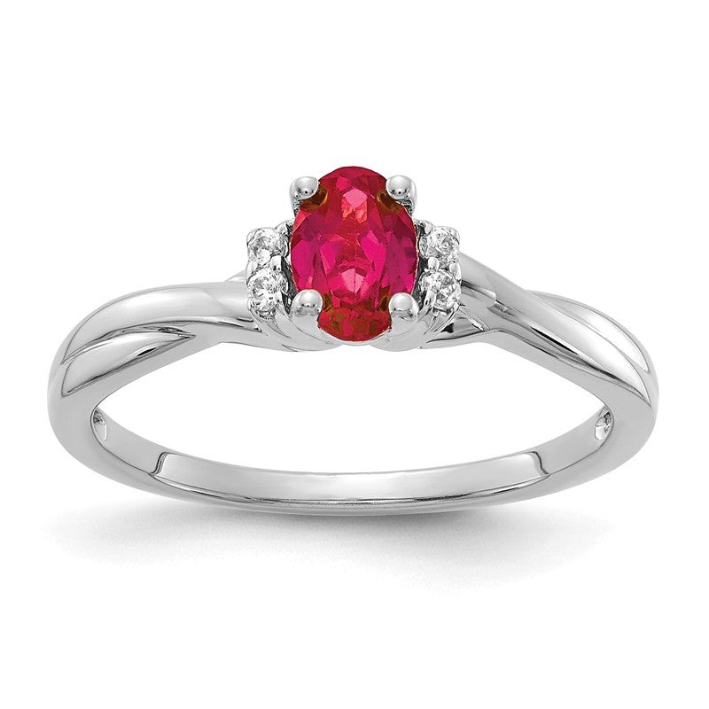 14K White Gold Diamond And Oval Ruby Twist Band Ring- Sparkle & Jade-SparkleAndJade.com RM5749-RU-005-WA