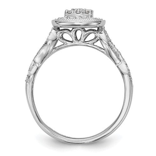 14K White Gold Diamond Cluster Cushion Halo Twist Engagement Ring- Sparkle & Jade-SparkleAndJade.com RM2395E-050-WAA