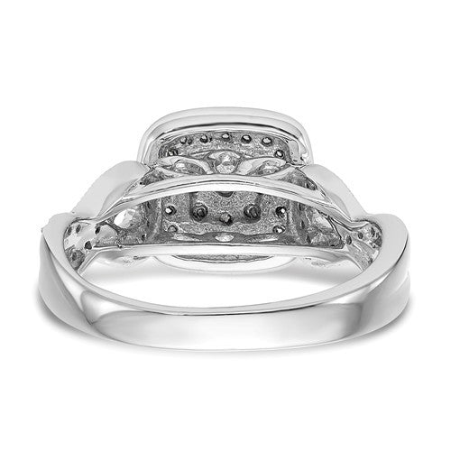 14K White Gold Diamond Cluster Cushion Halo Twist Engagement Ring- Sparkle & Jade-SparkleAndJade.com RM2395E-050-WAA